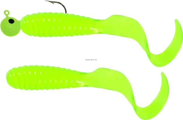 Picture of Mister Twister Teenie Curly Tail Jig Combo, 2", 1/16 Oz, 2 Jigheads & 3 Bodies, Chartreuse, 3/Pack