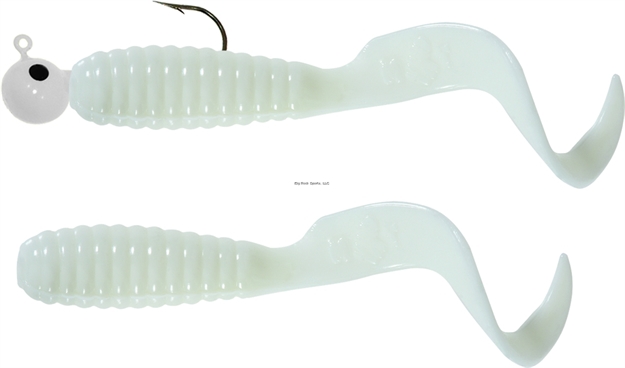 Picture of Mister Twister Teenie Curly Tail Jig Combo, 2", 1/16 Oz, 2 Jigheads & 3 Bodies, White, 3/Pack