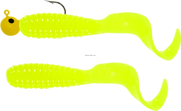 Picture of Mister Twister Teenie Curly Tail Jig Combo, 2", 1/16 Oz, 2 Jigheads & 3 Bodies, Yellow, 3/Pack