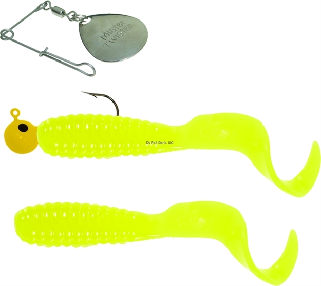 Picture of Mister Twister Teenie Curly Tail Spin Combo, 2", 1/16 Oz, 2 Spinjig & 3 Bodies, Yellow, 3/Pack