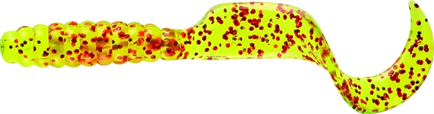 Picture of Mister Twister Twister Tail Grub, 4", Chartreuse Red Flake, 20/Pack