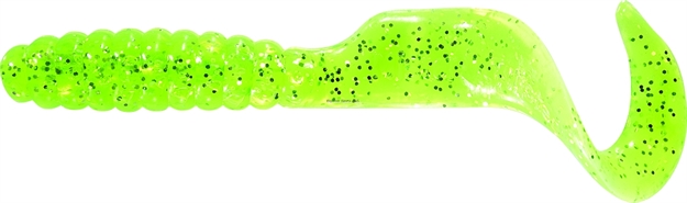 Picture of Mister Twister Twister Tail Grub, 4", Chartreuse/Sliver Flake, 20/Pack