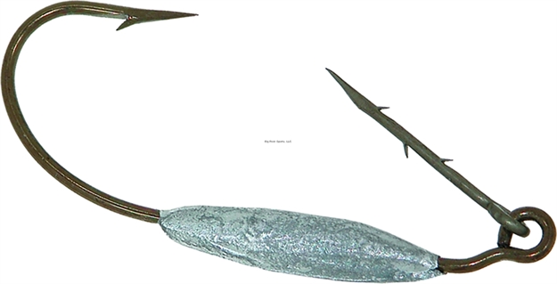 Picture of Mister Twister Weighted Keeper Hook, Size 1/0, 1/16 Oz, Weedless, Worm, Bronze, 4 Per Pouch