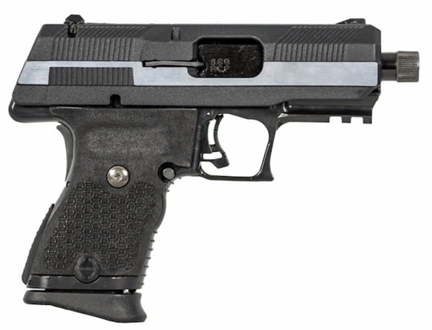 Picture of  Hi-Point Yc380cf Yc380  380 Acp 10+1 3.93" Black Threaded Barrel, Black/Chrome Yc9 Styled/Serrated Steel Slide, Black Polymer Frame W/Picatinny Rail, Black Plastic Grip