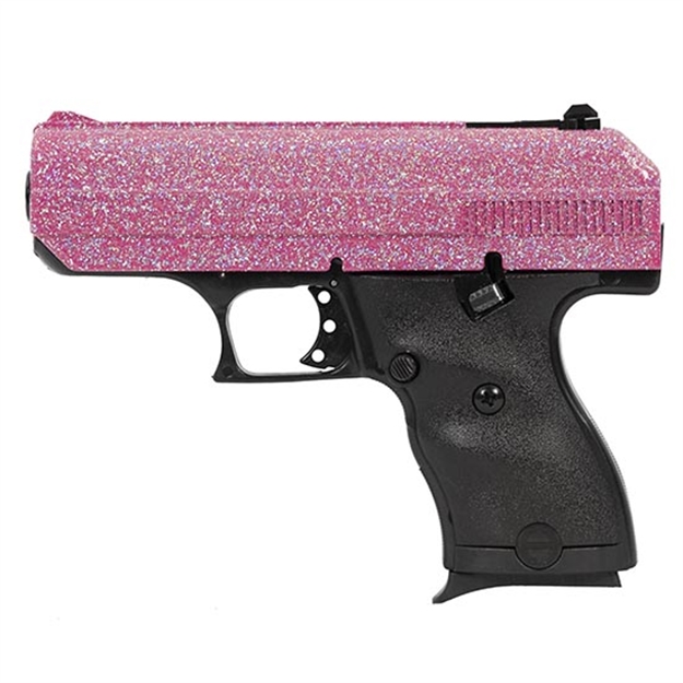 Picture of  Hi-Point 916Pisp C9  9Mm Luger 8+1 3.50" Black Steel Barrel, Hydro-Dipped Pink Sparkle Serrated Slide, Black Polymer Frame, Black Polymer Grips 752334900722