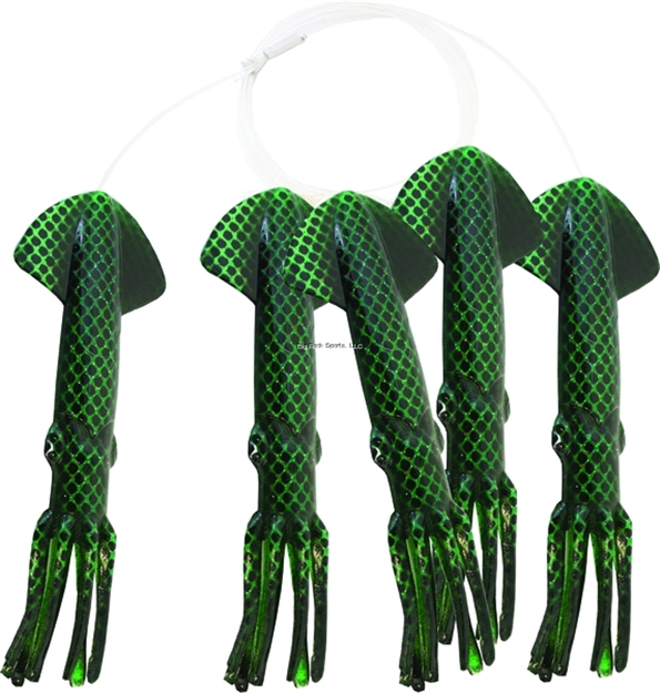 Picture of Mold Craft Scaled Squid Daisy Chain, 9", 5 Squids, Pink Glow IN The Dark