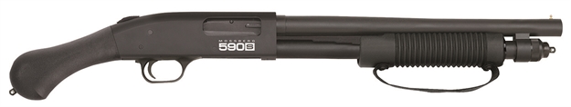 Picture of  Mossberg 51601 590S Shockwave 12 Gauge Pump 3" 8+1 14.38" Matte Blued Steel Barrel, Black Anodized Receiver, Black Raptor Birdshead Grip 015813506014