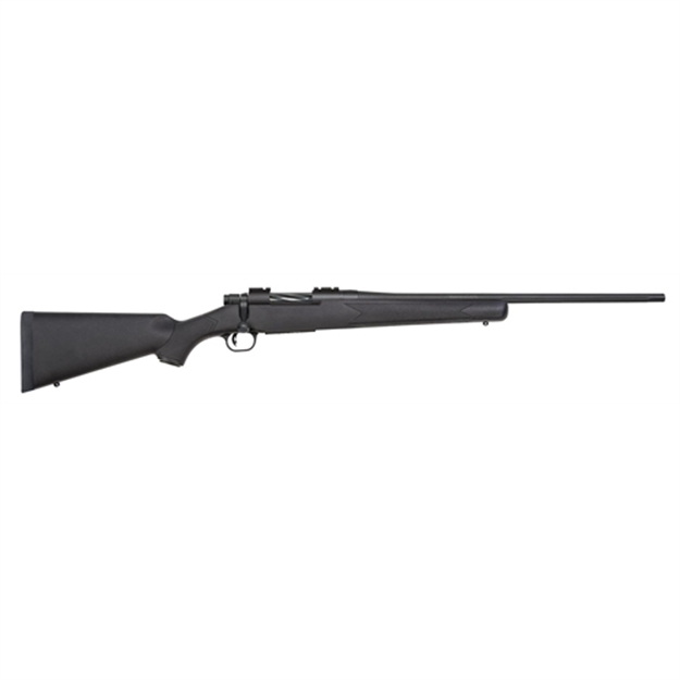 Picture of  Mossberg 27838 Patriot  Full Size 243 Win 5+1 22" Matte Blued Fluted Barrel, Drilled & Tapped Matte Blued Stainless Steel Receiver, Black Fixed Synthetic Stock, Right Hand