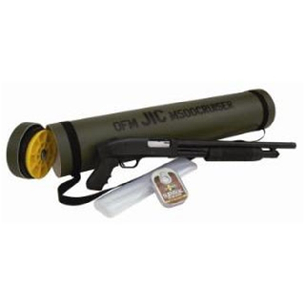 Picture of  Mossberg 51340 500 Jic Cruiser 12 Gauge Pump 3" 5+1 18.50" Matte Blued Steel Barrel, Matte Blued Stainless Steel Receiver, Black Fixed W/Pistol Grip Synthetic Stock, Survival Kit IN A Can