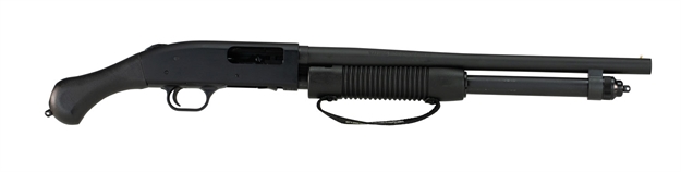 Picture of  Mossberg 50639 590 Shockwave 12 Gauge Pump 3" 6+1 18.50" Matte Blued Heavy-Walled Barrel, Drilled & Tapped Matte Blued Stainless Steel Receiver, Black Raptor Birdshead Grip