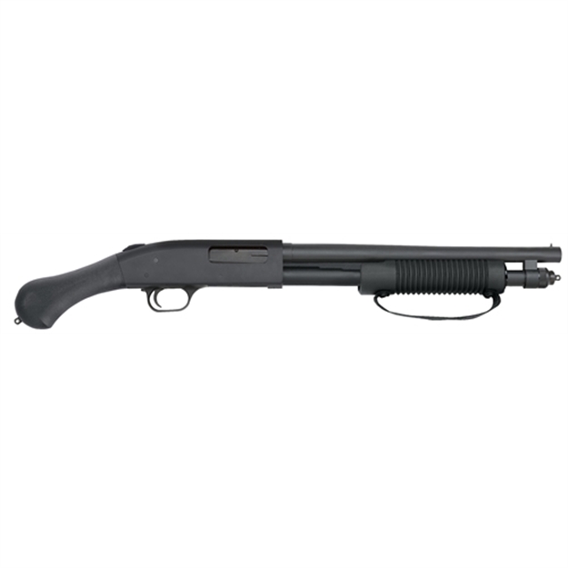 Picture of  Mossberg 50657 590 Shockwave 20 Gauge Pump 3" 5+1 14.38" Matte Blued Heavy-Walled Barrel, Drilled & Tapped Matte Blued Stainless Steel Receiver, Black Raptor Birdshead Grip