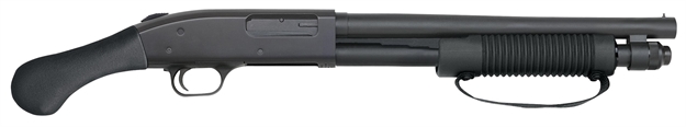 Picture of  Mossberg 50659 590 Shockwave 12 Gauge Pump 3" 5+1 14" Blued Heavy-Walled Barrel, Blued Stainless Steel Receiver Drilled & Tapped, Black Raptor Birdshead Grip 015813506595