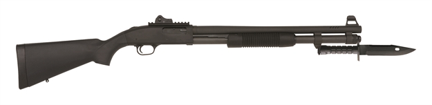 Picture of  Mossberg 50771 590A1 Tactical Spx 12 Gauge 3" 8+1 20" Parkerized Heavy-Walled Barrel Black Rec With Ghost Ring Rear Sight Black Synthetic Stock Right Hand Includes Bayonet Lug 015813507714
