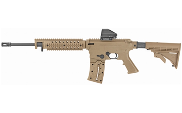 Picture of  Mossberg 37240 715 Tactical W/Optic Full Size 22 LR 25+1 16.25" Matte Blued Steel Barrel, Flat Dark Earth Picatinny Rail Receiver, Flat Dark Earth A2 Adjustable Synthetic Stock, Ffe Polymer Grip, Halo 884110372406