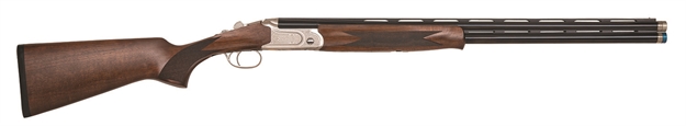Picture of  Mossberg 75480 Gold Reserve  Full Size 410 Bore Break Open 3" 2Rd 26" Blue Polished Vent Rib Barrel, Silver Polished Engraved Stainless Steel Receiver, Black Grade A Walnut Fixed Stock, Right Hand