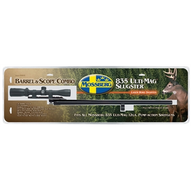 Picture of  Mossberg 90835 Oem  12 Gauge 24" Slug Barrel W/Cantilever Mount, Fully-Rifled Bore & Blued Finish, For Use W/Mossberg 835 Ulti-Mag, Includes 3-9X40mm Scope