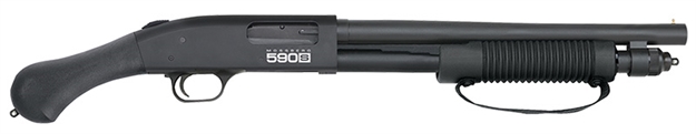 Picture of  Mossberg 51601 590S Shockwave 12 Gauge Pump 3" 8+1 14.38" Matte Blued Steel Barrel, Black Anodized Receiver, Black Raptor Birdshead Grip