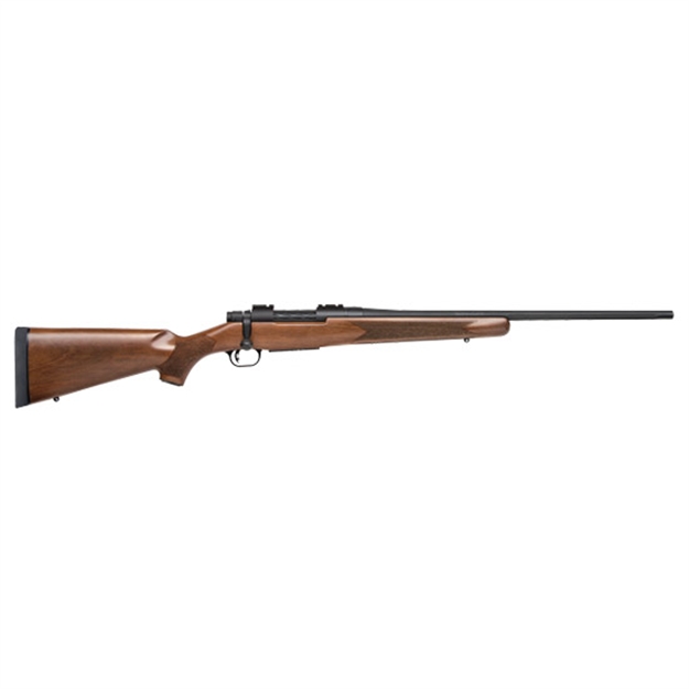 Picture of  Mossberg 27841 Patriot  Full Size 22-250 Rem 5+1 22" Matte Blued Fluted Barrel, Drilled & Tapped Matte Blued Stainless Steel Receiver, Walnut Fixed Stock, Right Hand 015813278416