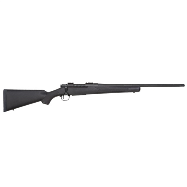 Picture of  Mossberg 27838 Patriot  Full Size 243 Win 5+1 22" Matte Blued Fluted Barrel, Drilled & Tapped Matte Blued Stainless Steel Receiver, Black Fixed Synthetic Stock, Right Hand 015813278386