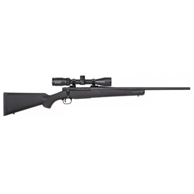 Picture of  Mossberg 27935 Patriot  Bolt 30-06 Springfield 5+1 22" Black Synthetic Stock Blued Right Hand Vortex Crossfire II 3-9X40mm Fluted Barrel 015813279352
