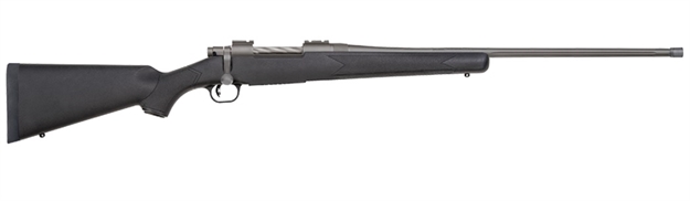 Picture of  Mossberg 28135 Patriot  Full Size 300 Win Mag 3+1 24" Stainless Cerakote Fluted Barrel, Stainless Cerakote Receiver Drilled & Tapped, Black Fixed Synthetic Stock, Right Hand 015813281355