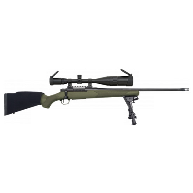 Picture of  Mossberg 27924 Patriot Night Train 308 Win Caliber With 5+1 Capacity, 22" Threaded/Fluted Barrel, Matte Blued Metal Finish & OD Green Synthetic Stock Right Hand (Full Size) Includes 6-24X50mm Scope
