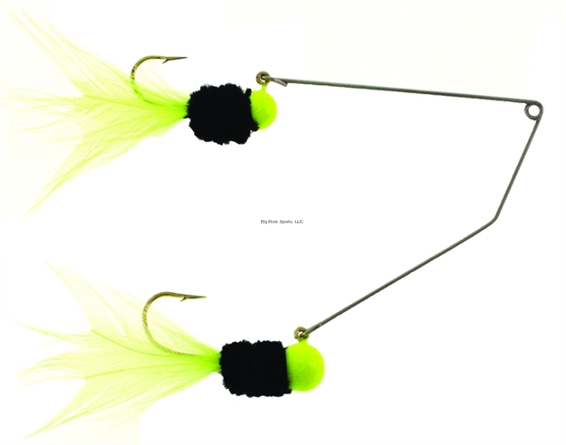 Picture of MR Crappie Slab Daddy Supper Rig, 1 1/2", 1/16 OZ Top/1/8 OZ Bottom, Chartreuse/Black Classic, 1/Blister Card