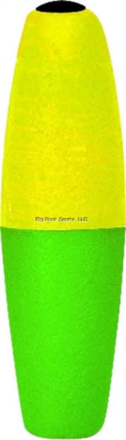 Picture of Mr. Crappie Slippers Cigar Slip Floats 1.5" Weighted Yellow/Green 2Pk