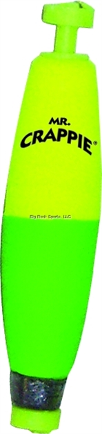 Picture of Mr. Crappie Snappers Snap-On Foam Cigar Weighted Float 2" Yellow/Green 50Pk