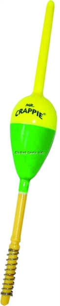 Picture of Mr. Crappie Spring Thang Balsa Spring Oval Floats 1" Yellow/Green 36Pk