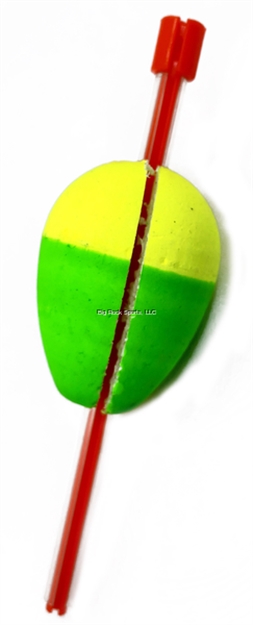 Picture of Mr. Crappie Twist ON Twist Off Unweighted Pear Float, 1 1/2" Yellow/Green, 2Pc Zip