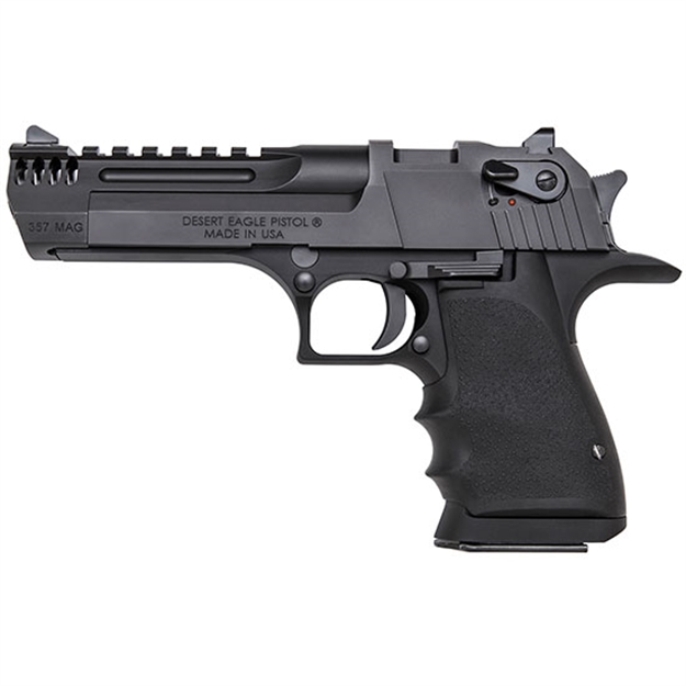 Picture of  Magnum Research De357l5imb Desert Eagle L5 357 Mag 5" With Muzzle Brake 9+1 Black Hardcoat Anodized Aluminum Frame Black Carbon Steel Slide Black Hogue Wraparound Rubber Grip 761226087694