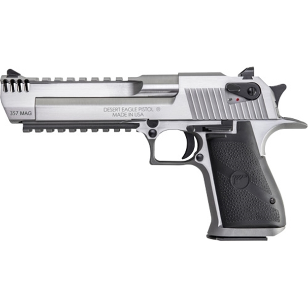 Picture of  Magnum Research De357srmb Desert Eagle Mark Xix 357 Mag 9+1 6" Stainless Steel Barrel, Stainless Steel Serrated Slide, Stainless Steel Frame W/Beavertail & Picatinny Rail, Weaver Top Mount