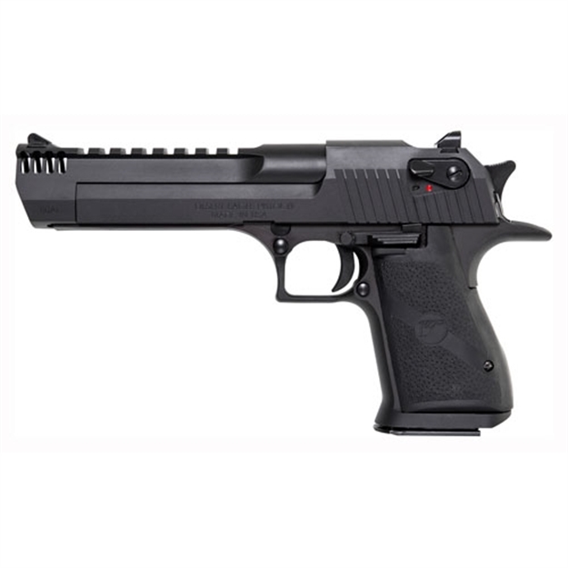 Picture of  Magnum Research De50imb Desert Eagle Mark Xix 50 AE 6" With Muzzle Brake 7+1 Matte Black Carbon Steel Frame & Slide Black Rubber Grip