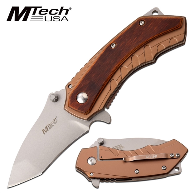 Picture of Mtech Assisted 2.5 IN Blade Copper Ss-Pakkawood Overlay Hndl