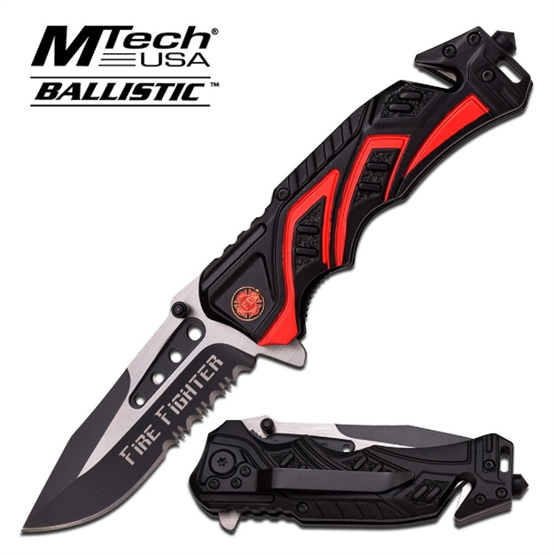 Picture of Mtech Assisted 3.5 IN Blade Black-Red Aluminum Handle