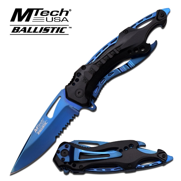 Picture of Mtech Assisted 3.5 IN Blue Blade Blue-Black Aluminum Handle