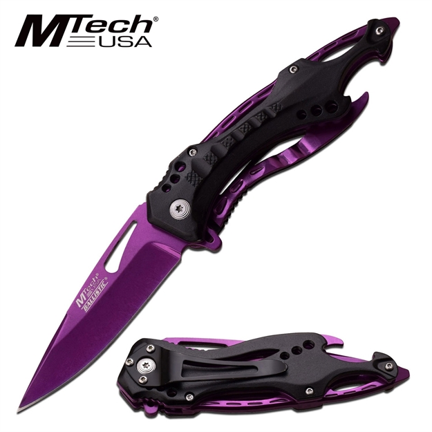 Picture of Mtech Assisted 3.5 IN Purple Blade Purple-Blk Aluminum Hndl