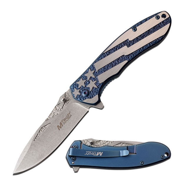 Picture of Mtech Usa Spring Assisted Knife 3.5In Blade 8In Overall-Blue