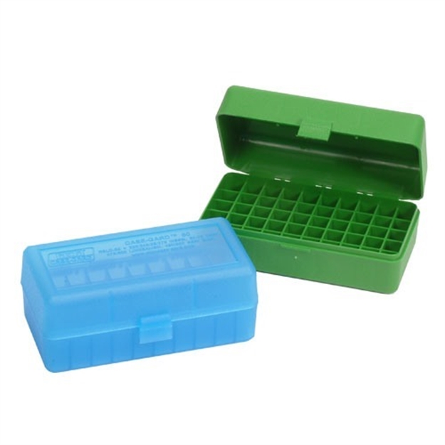Picture of Mtm Case-Gard Rsld5024 Ammo Box Flip-Top Multi Caliber Clear Blue Polypropylene 50Rd RSLD-50-24 026057227245