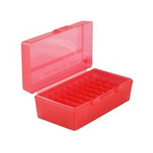 Picture of Mtm Case-Gard P504429 Ammo Box Flip-Top Multi Caliber Clear Red Polypropylene 50Rd P50-44-29