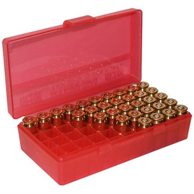 Picture of Mtm Case-Gard P509m29 Ammo Box Flip-Top Multi Caliber Clear Red Polypropylene 50Rd P50-9M-29 026057110295