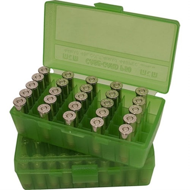 Picture of Mtm Case-Gard Ammo Box 50 Round Flip-Top 9Mm 380 Acp Clear/Green P50-9M-16