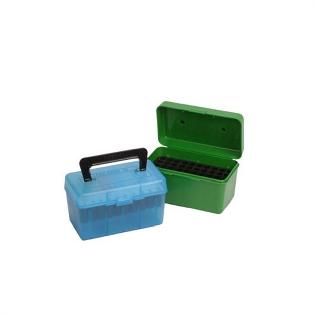 Picture of Mtm Case-Gard H50rm24 Deluxe Ammo Box  Rifle Clear Blue Polypropylene 50Rd H50-RM-24 026057203249