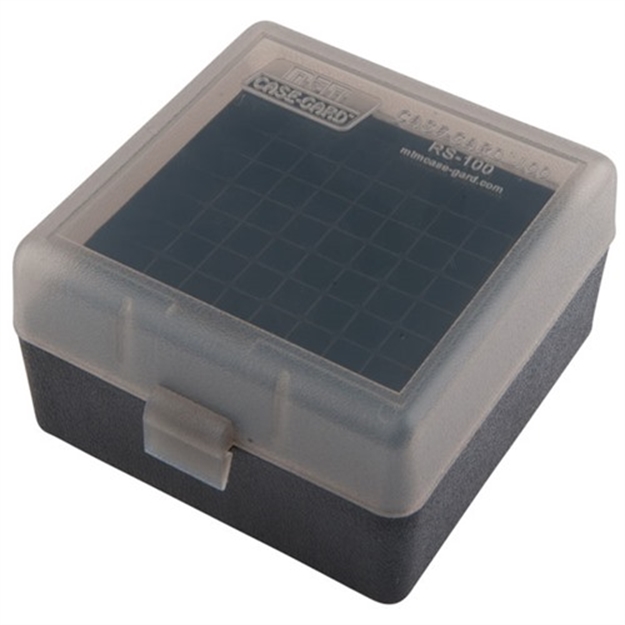 Picture of Mtm 100Rd Flip Top Rifle Ammo Box .17/.223 Clear Smoke