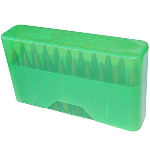 Picture of Mtm Slip-Top Ammo Box 20 Round 22-250 243 Win 7.62X39, Clear-Green J-20-M-16 026057222165