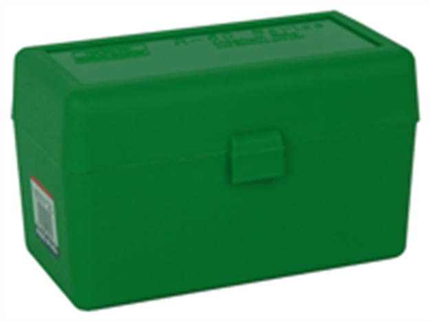 Picture of Mtm Case-Gard Ammo Box 50 Round Flip-Top 375 Rem UM 375 Wby Mag, Green RLLD-50-10