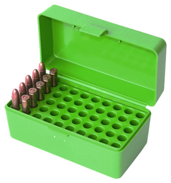 Picture of Mtm Case-Gard Flip-Top 50-Round Rifle Ammo Box, 223Rem, Max Oal 2.46", Green RSLD-50-10