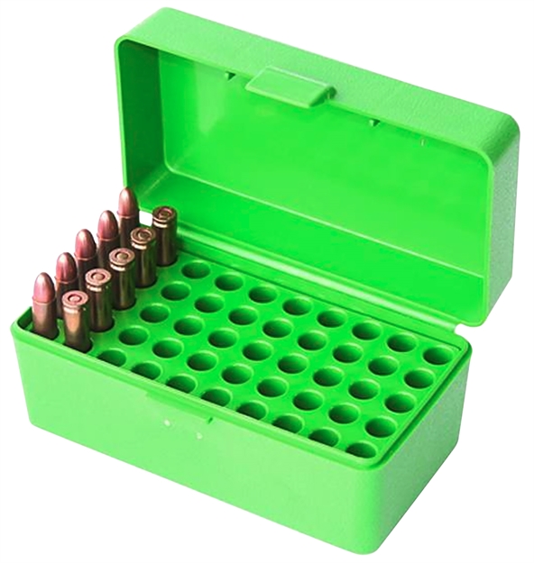 Picture of Mtm Case-Gard 22Horn10 Ammo Box Flip-Top 22Hornet Green 50Rd 22-HORN-10 026057201108