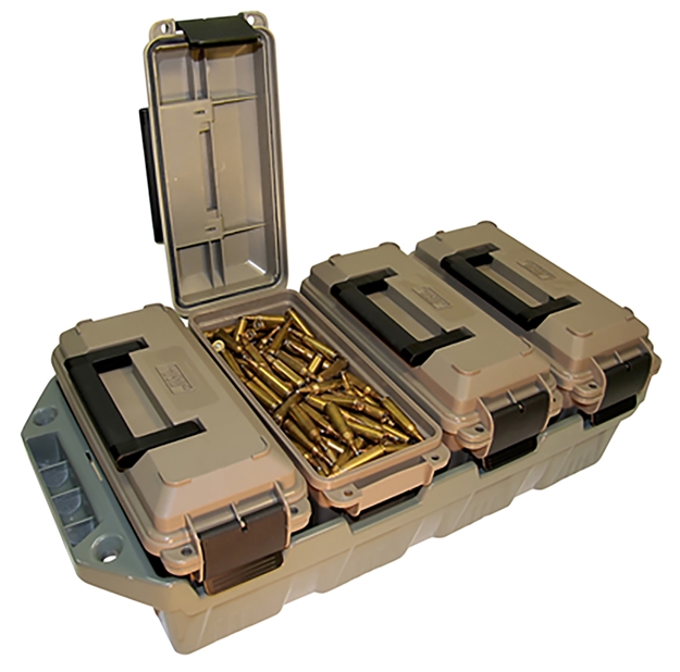Picture of Mtm Case-Gard Ac4c  Ammo  Crate 30 Cal Rifle Dark Earth Cans/Army Green Crate Polypropylene 5" X 11.3" X 7.2" 15 Lbs